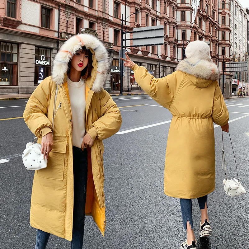 

Winter Korean-style New Style Large Fur Collar down Jacket Cotton-padded Clothes Women's Mid-length Thick Fashion Casual Coat