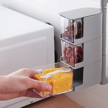 

4 layers Drawer Type Multi-layer Seasoning Box Can Rotated For Hanging On The Kitchen Wall