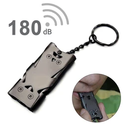 Multi Tool Outdoor EDC Survival Whistle High Decibel Double Pipe Whistle Stainless Steel Alloy Keychain Cheerleading Emergency