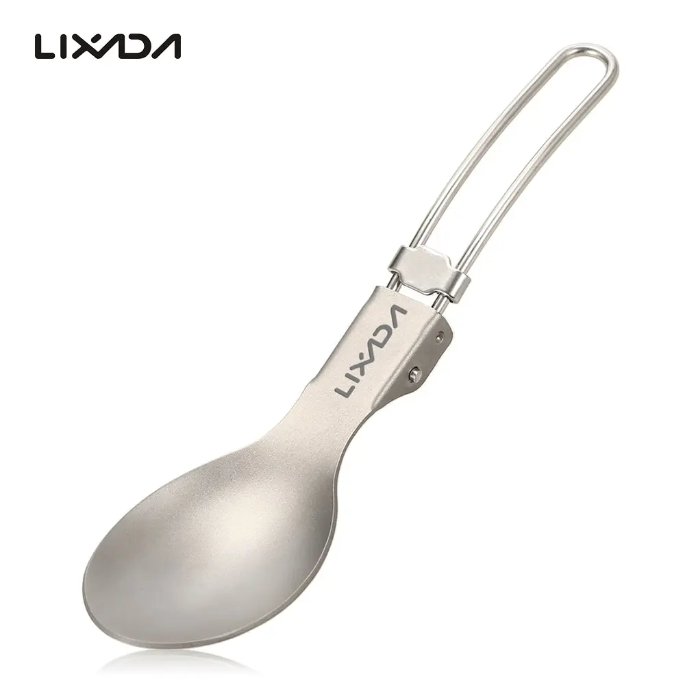 

Lixada Folding Titanium Spoon Lightweight Outdoor Dinner Spoon Flatware for Travel Camping Outdoor Tableware