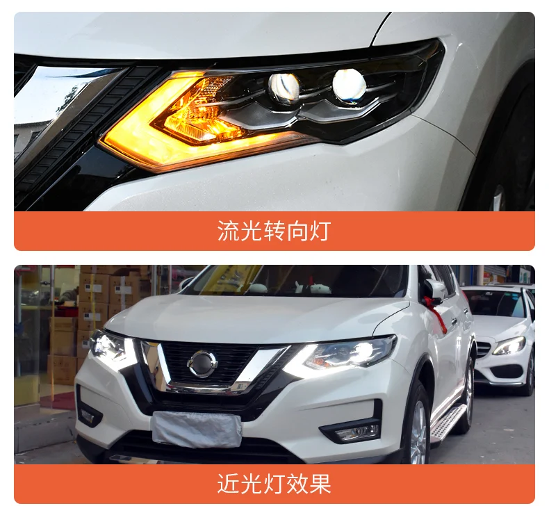 2 шт. светодиодный фары для Nissan X-Trail- светодиодный фонарь светодиодный DRL+ Динамический сигнал поворота для X-Trail светодиодный фонарь