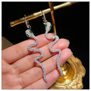 

Drop Earrings For Women S925 Sterling Silver Luxury Cubic Zirconia Serpentine Pendant Ear Buckle Temperament Fine Jewelry