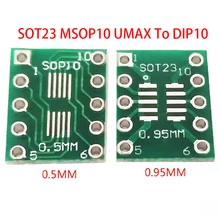 10 pces sot23 msop10 umax para dip10 placa de transferência dip pino placa passo adaptador novo
