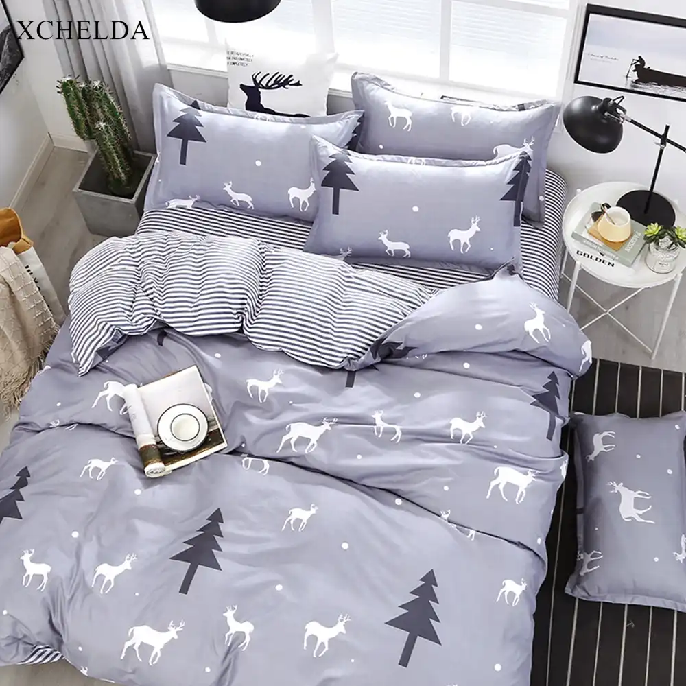 Cotton Duvet Cover Set Double Queen King Aesthetic Grey Deer