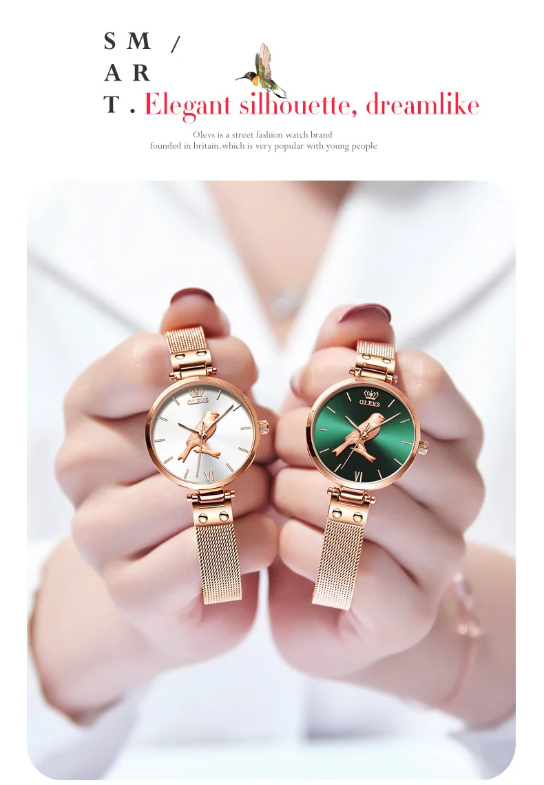 Women Watches Luxury Top Brand Quartz 3D Bird Rose Gold Mesh Belt Waterproof High Quality Fashion Ladies Wrist Watch Clock