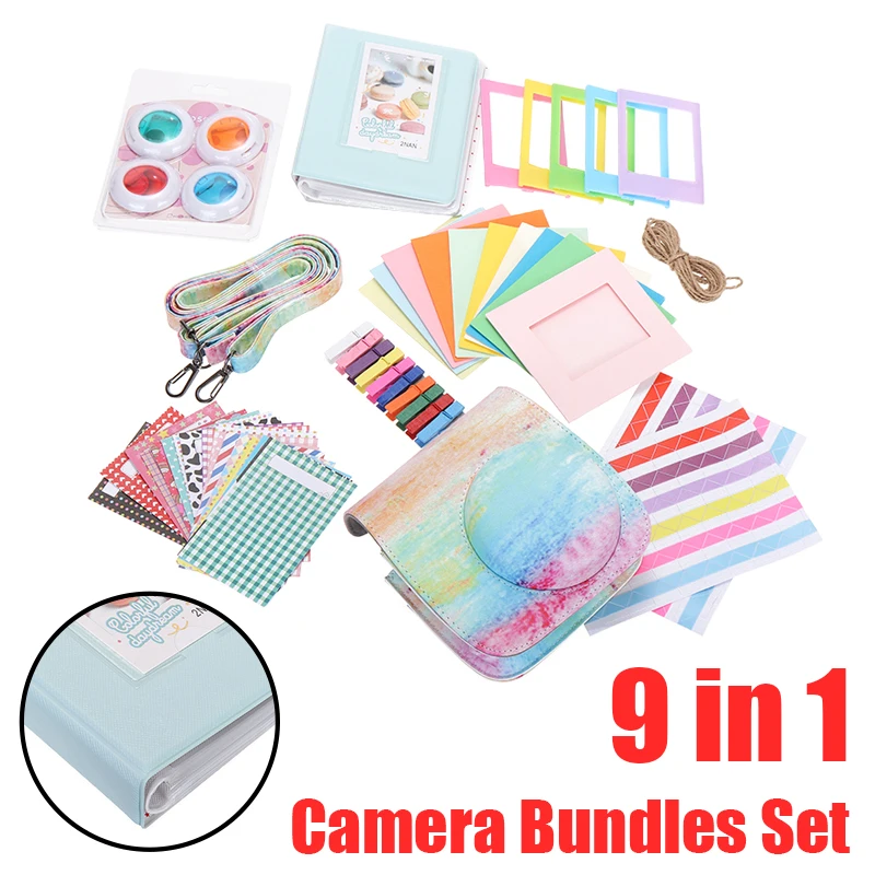 

Pohiks 9 in 1 Bundles Set Rainbow Mist Case Synthetic Leather Bag Book Album For Fujifilm Instax Mini 8 9 Accessories