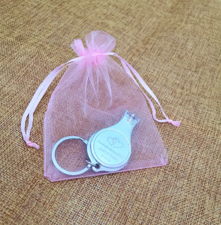 Pink Gift Bag Pack 100 шт Персонализированные Свадебные сувениры для гостей Индивидуальные свадебные сувениры Многофункциональный открывалка для вина/брелок/кусачки для ногтей - Цвет: Pink Gift Bag Pack