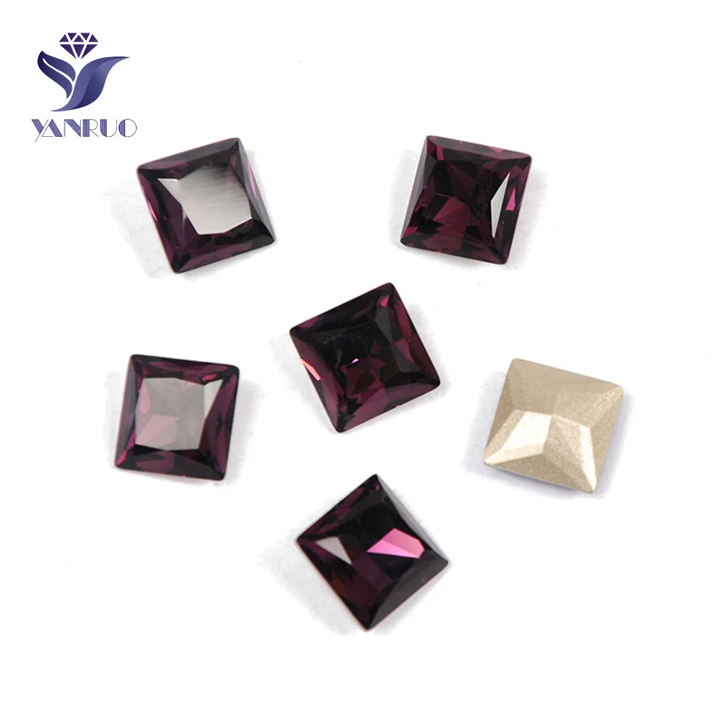 Amethyst Yanruo 4447 принцесса квадратный острый Назад DIY стеклянные стразы хрустальные пришивные камни для украшения из ткани - Цвет: Amethyst