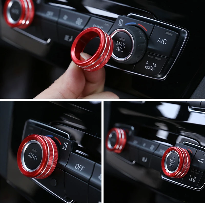3Pcs For BMW 1 2 3 4 Series  GT X1 F47 F48 13-17 Car Styling Air Conditioning Knobs Audio Circle Trim (Only for AUTO button)