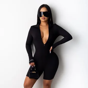 

High collar sportswear casual jumpsuit female letter embroidery tight sexy jumpsuit breathable female fitness female jumpsuit