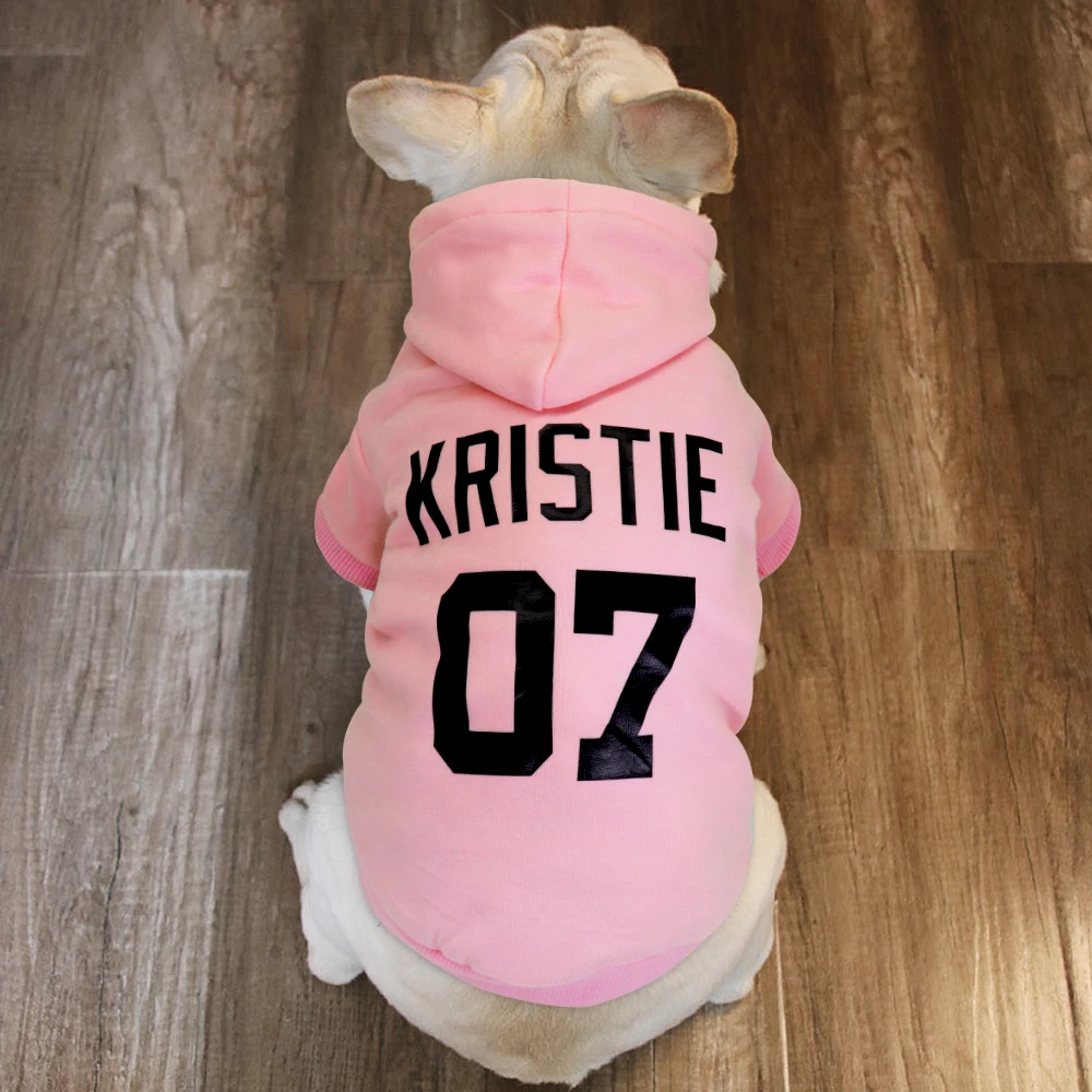 XS-6XL Personalized Dog Pet Clothes Winter French Bulldog Chihuahua Clothes Custom Name No. Hoodies for Small Medium Large Dogs