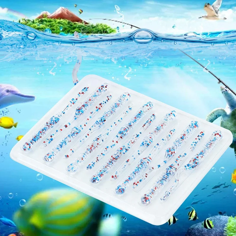 

12Pcs Fishing Lure Artificial Soft Worm Lures TPR Creative Baits Thread Ultra-Fine Double-Needle Tail Lure Set Fishing Tool