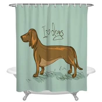 

Pet Dog Dachshund Cartoon Waterproof Shower Curtain Polyester Fabric Multi-size Bathroom Curtains Home Decor Accessories