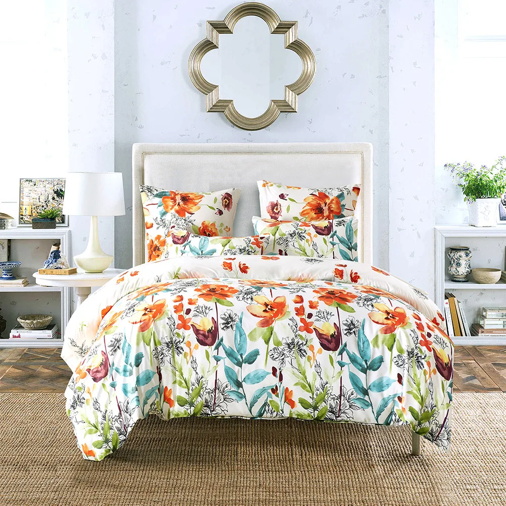 

NS Flower Printed bedding sets Quilt/Duvet/Comforter cover Bedroom 3pcs holiday Gift all size