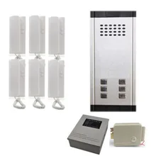 XinSiLu прямая Пресс ключ аудио дверной телефон для 6 квартир, 2-проводной аудио видео домофон система+ Мощность питания+ Электрический замок