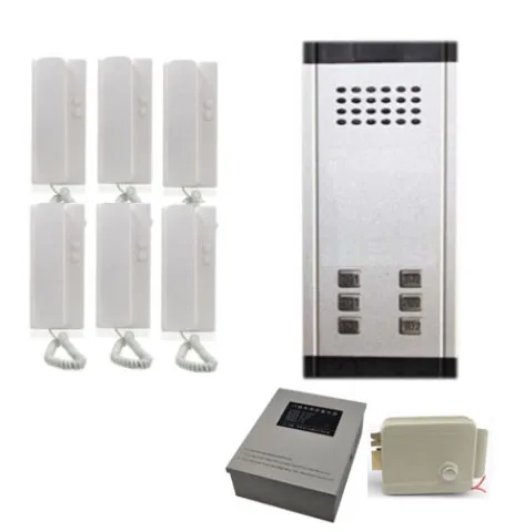 

XinSiLu Direct Press Key Audio Door Phone for 6 apartments, 2-wired audio intercom system+Power supply+electric lock