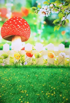 

Easter backdrop spring flower sky colorful eggs grass wooden floor Photography background photo shoot studio props booth fabric