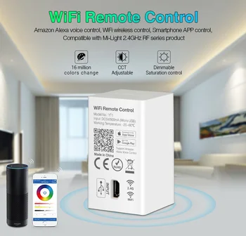 

MiBOXER YT1 Remote WIFI LED Controller Amazon Alexa Voice Control WiFi Wireless & Smartphone APP work with Mi.light 2.4G Series