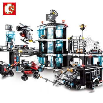 

Sembo blocks Military technic MOC SWAT headquarters Battle Architecture Building Blocks Vehicle Assemble diy boys Toys Gifts