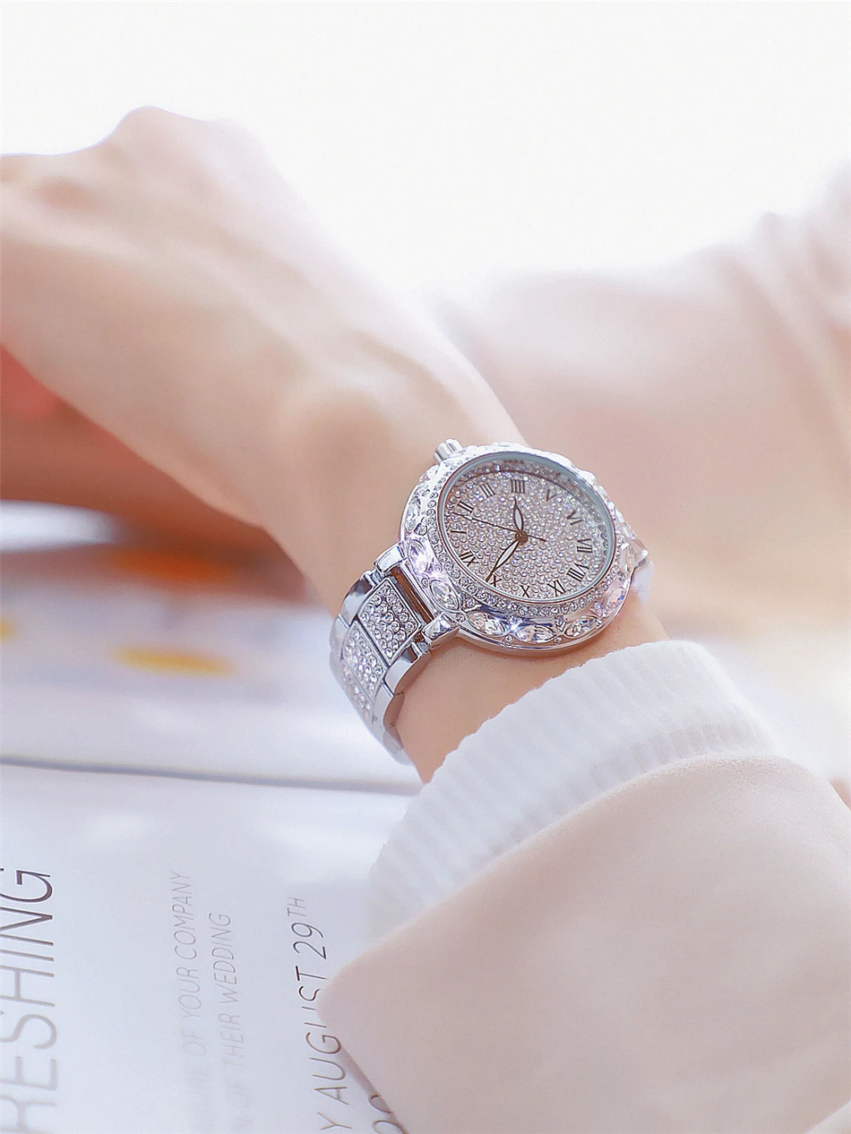 Fashion Top Brand Luxury Women Bracelet Watches Ladies Rose Gold Diamond Quartz Waterproof Women's Wrist Watch Clock Reloj Mujer