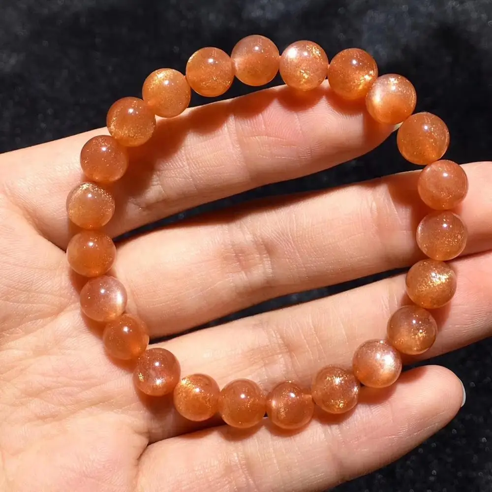 

8mm Natural Ice Gold Sunstone Strawberry Quartz Orange Clear Round Beads Bracelet Crystal Stretch Women Men AAAAA Drop Shipping