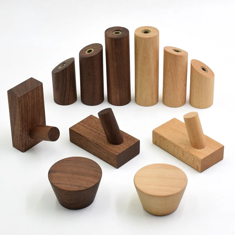 Creative Beech Walnut Wood Hook Wall Wall Mounted Coat Entrance Clothes Hat Skirt Taper Punch Home Hotel Decoration Robe Hanger wall holder multi purpose hooks wall mount hooks wall organizer hook
