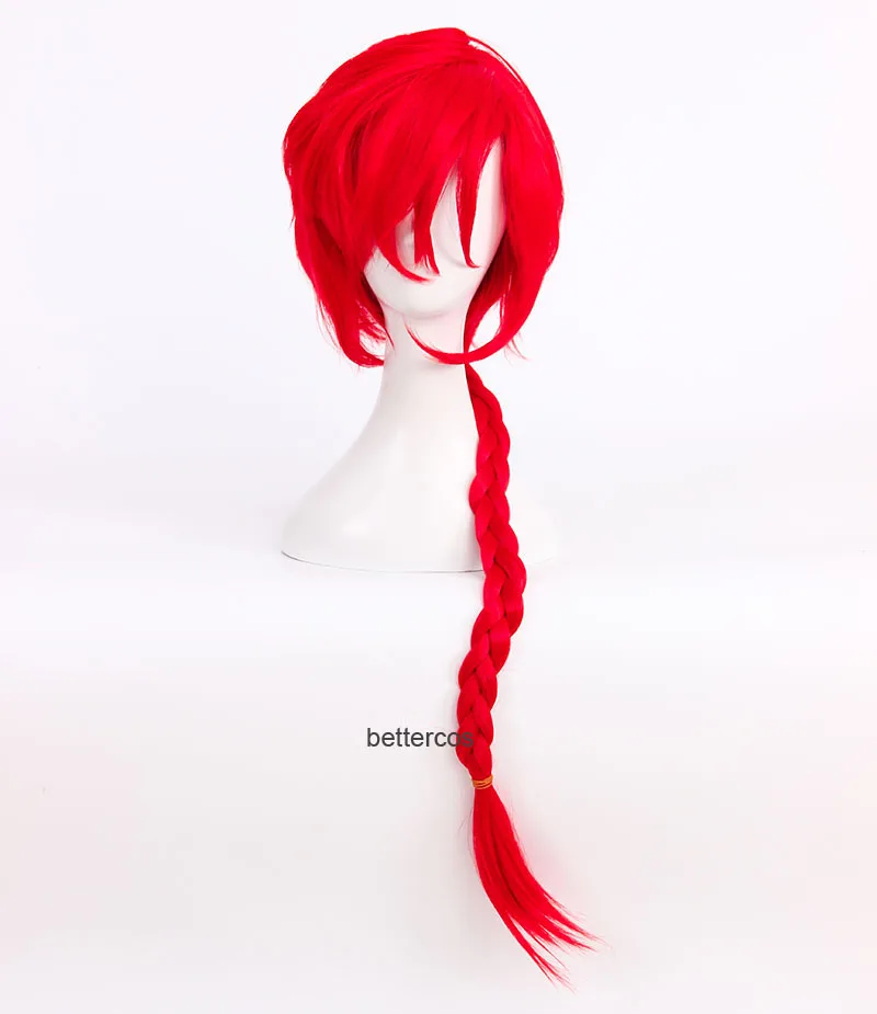 1/2 парик для косплея Saotome Ranma длинный красный термостойкий синтетический + шапочка