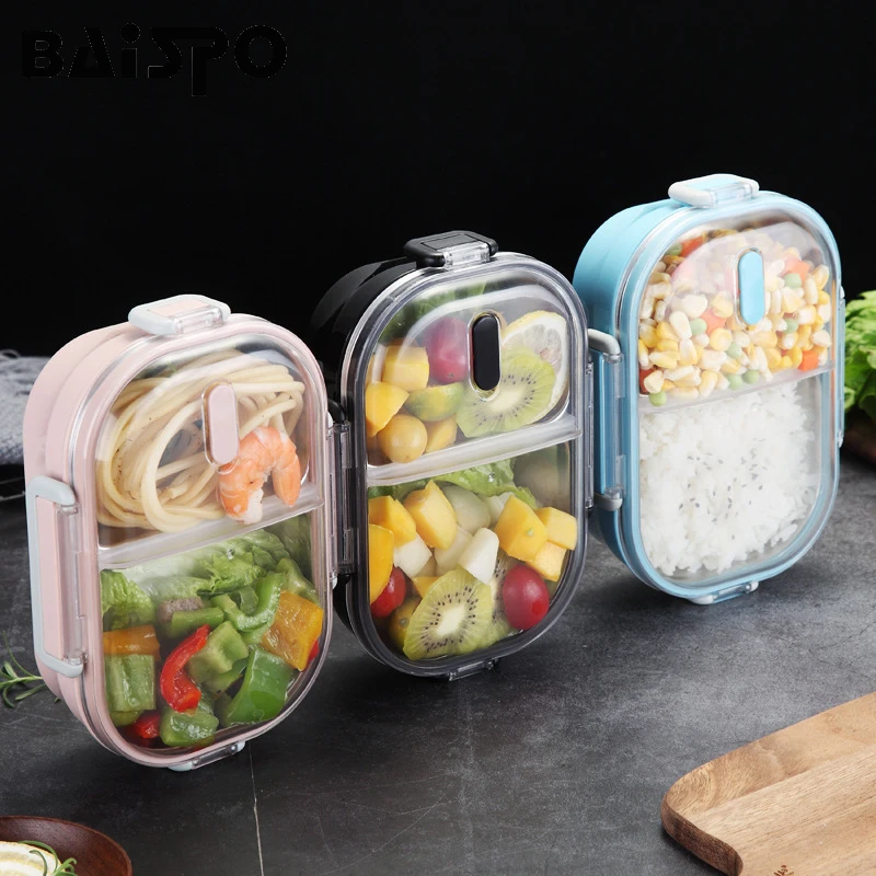 Baispo Bento Box японский стиль Портативный Ланч-бокс для детей Кухонные принадлежности герметичный контейнер для еды для пикника и школы 304