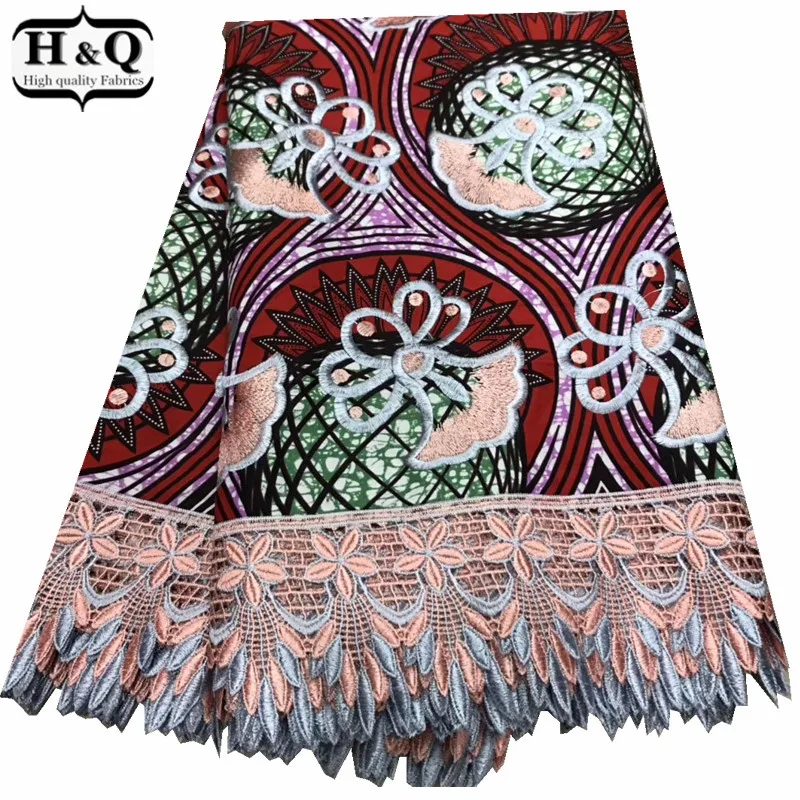 

Wedding African Wax Print Lace Embroidered Fabric Nigerian Batik Lace Guipure Lace Sewing Fabric 100% Cotton For Sewing Dress
