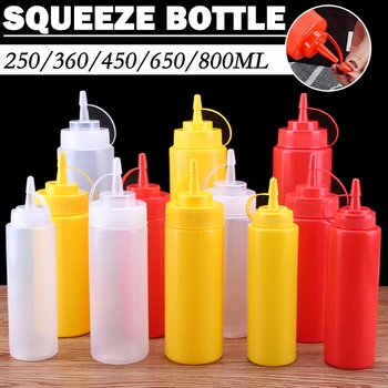 

Sauce Vinegar Oil Ketchup Gravy Cruet Kitchen Accessories Gravy Boat Plastic Condiment Dispenser 8oz 12oz Squeeze Bottle