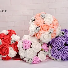 Букет невесты Элегантный Романтический букет подружки невесты цветок розы свадебные аксессуары SPH167