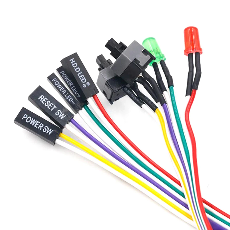 1pcs 65cm Slim Pc Compute Motherboard Power Cable Original On Off Reset With Led Light Pc Power