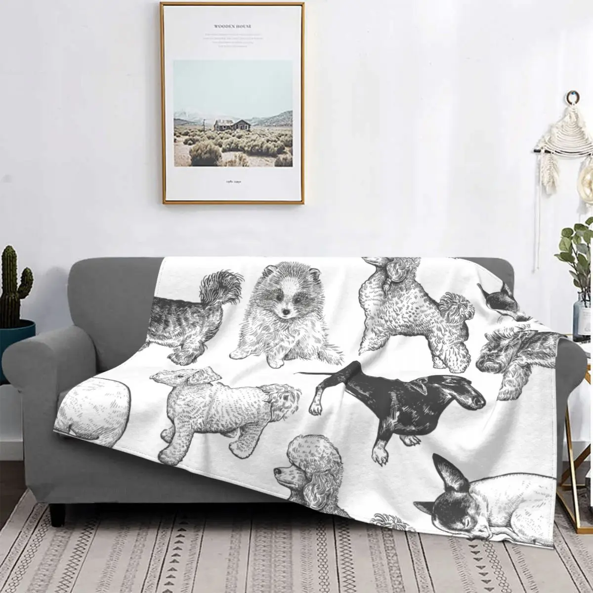

Cute Puppies Blankets Gift for Animal Dog Lover Flannel Vintage Soft Throw Blankets for Bedding Lounge All Season