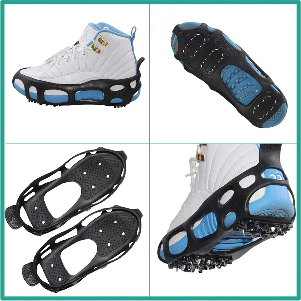 Anti-Slip Ice Grippers 24 Spikes Traction Cleats Over Shoe/Boot Winter Slip-Resistant Traction Crampon for Hiking on Snow