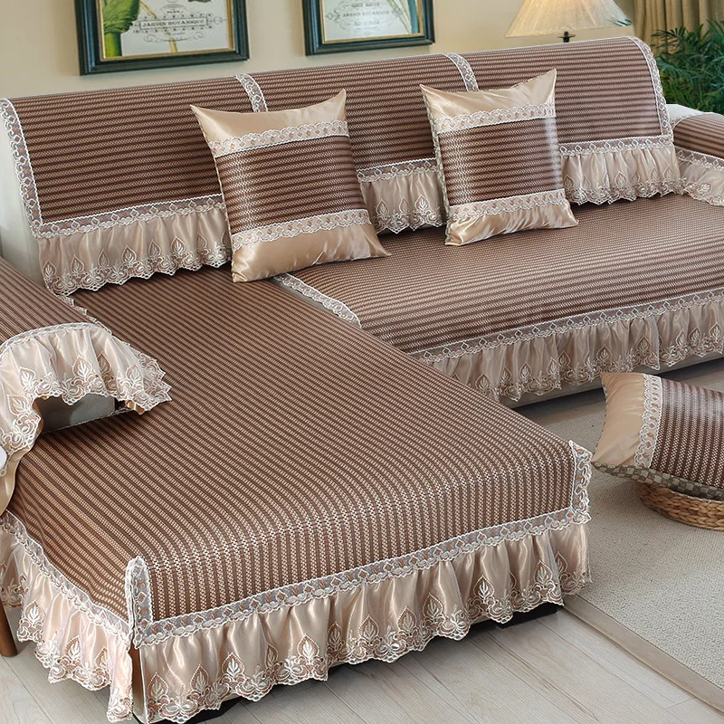 Simple modern Sofa mats mats European ice silk bamboo mats combination