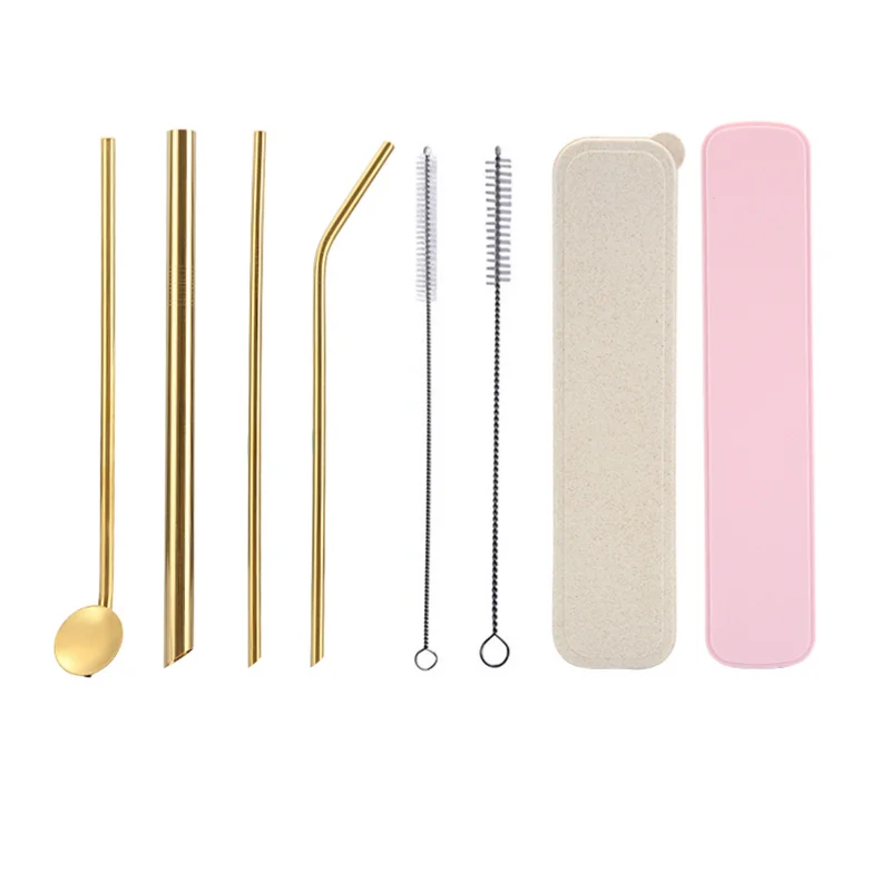 

stainless steel straw.Straw spoon 7 times.Creative non-disposable straw set Milk tea coffee cold drink juice food grade straw