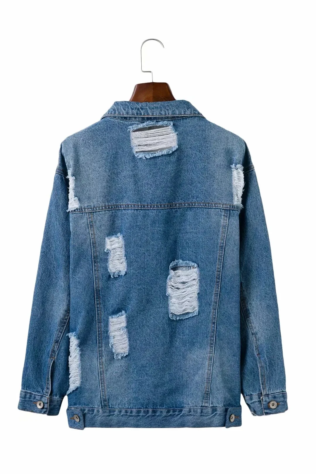 

Europe And America Street Snap Hot Selling 2018 Autumn New Style Brushed with Holes Cowboy Mid-length Versatile Slimming Coat Fa