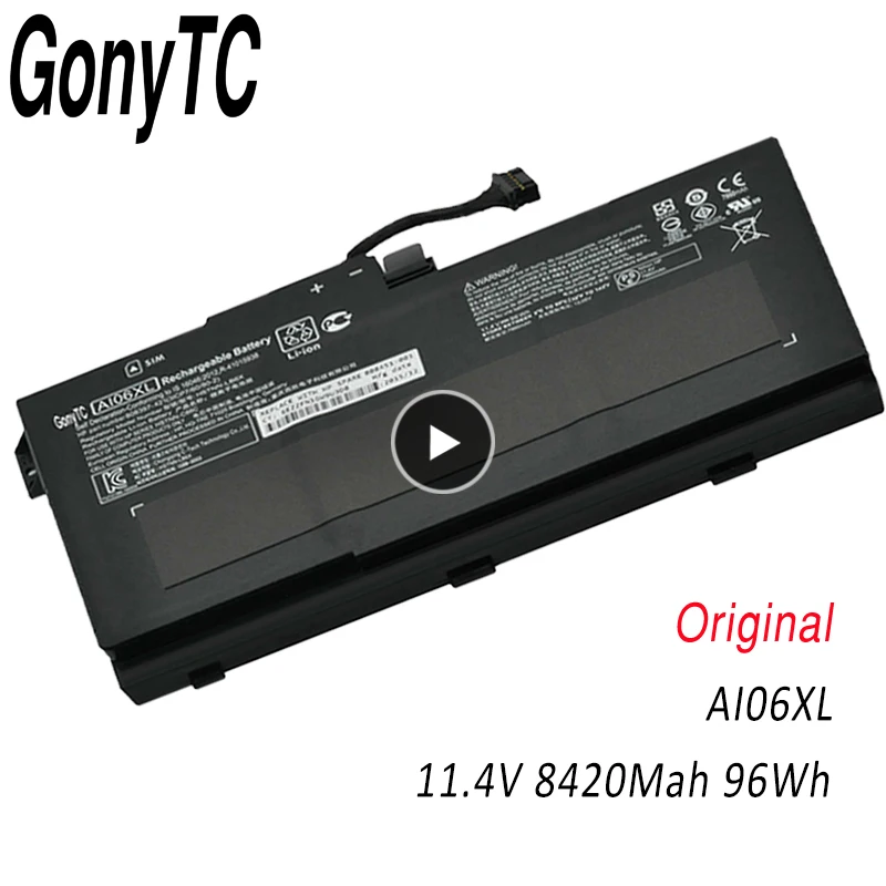 

Оригинальный аккумулятор GONYTC AI06XL для HP ZBook 17 G3 808451-001 HSTNN-C86C AI06096XL 7860mAh 96Wh 11,4 V