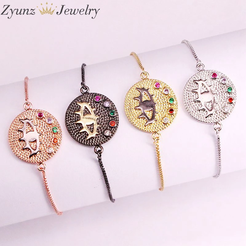 10 шт, CZ микро проложенный глаз талисманы браслет эмаль талисманы глаз регулируемые женские ювелирные браслеты