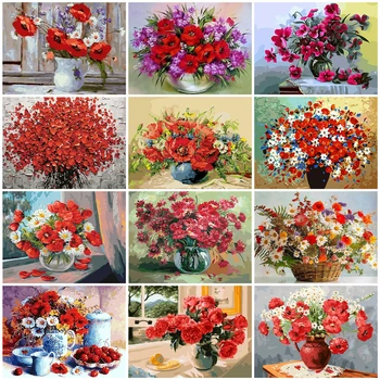 

HUACAN Paint By Number Flower Hand Painted Painting DIY Pictures By Numbers Flowers Drawing On Canvas Art Gift Kits Home Decor