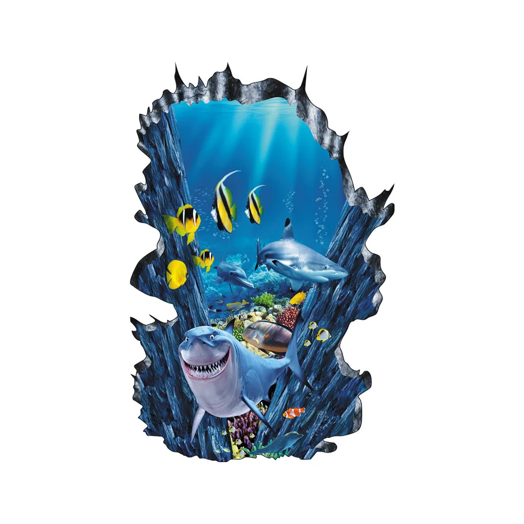 Настенный мультфильм &quotподводный мир&quot наклейки для детской комнаты украшение