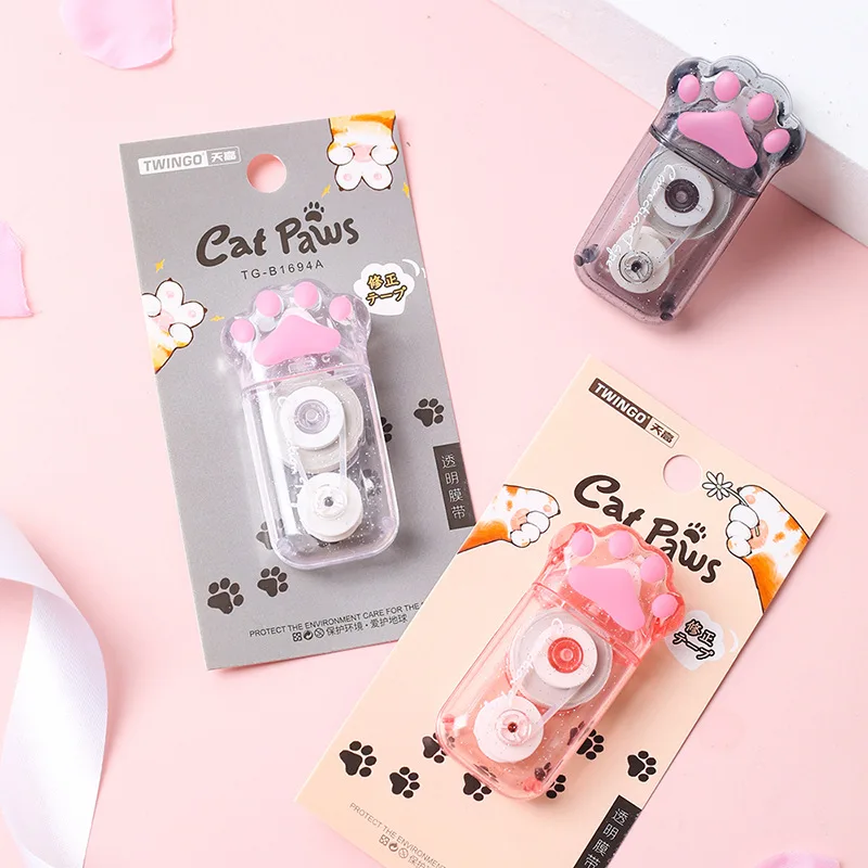 Kawaii Transparent Cat Paw 6M White Out Correction Tape Corrector Cute Office School Acccessories Supplies Stationery Gift correction tape correction supplies