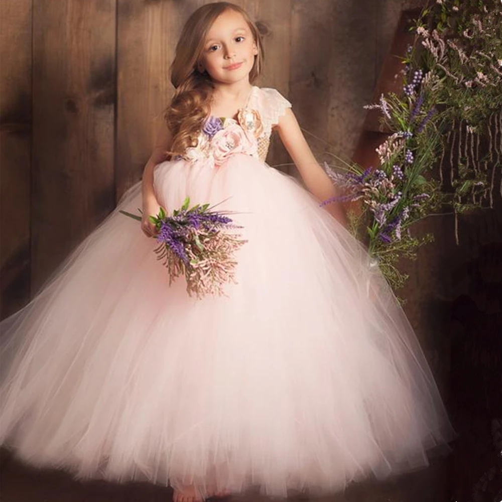 Flower Girl Princess Gown Baby Kids Party Wedding Bridesmaid Formal Tutu Dress 