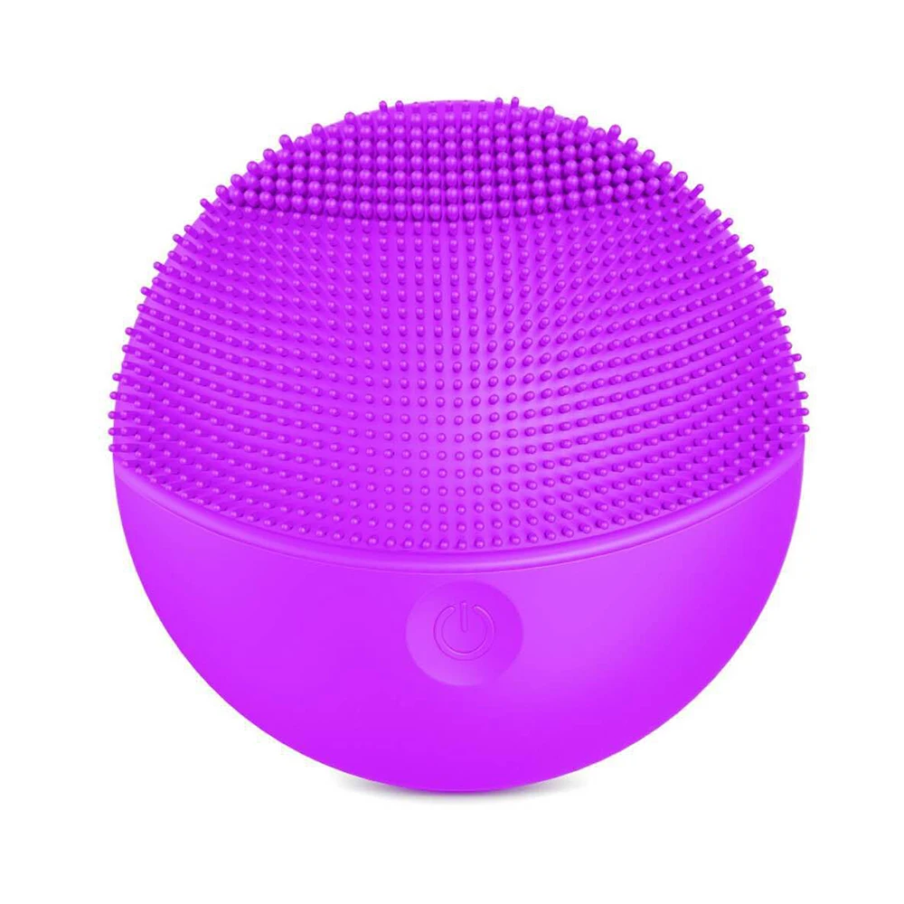 purple Ультра звуковая щетка для чистки лица скрубберы для лица силиконовые звуковые электрические водонепроницаемые очищающие средства для лица Вибрационный массаж красивая щетка - Цвет: purple