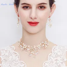 Трендовые элегантные золотые/серебряные искусственные драгоценные камни свадебные серьги ожерелье набор ручной работы ювелирные изделия для свадьбы/вечерние новое поступление