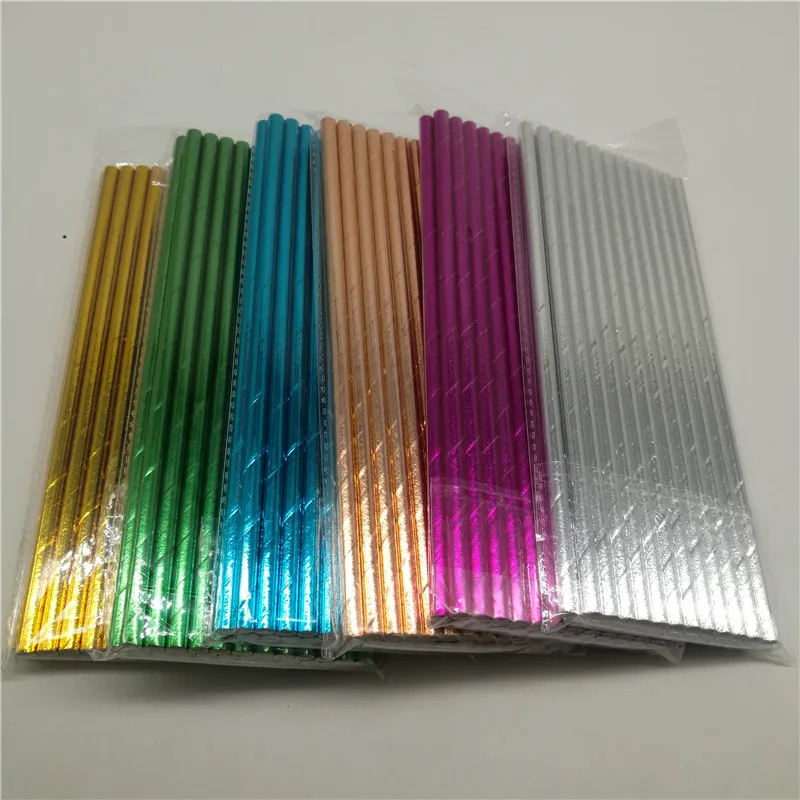 

25pcs Shining color Paper Drinking Straws water straws cocktail straws Disposable Party Tableware