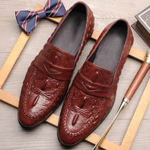 Concise Men Crocodile Shoes Fashion Round Toe Slip On Formal Shoes Man Genuine Cow Leather Leisure Office Shoes Man Concise Men Crocodile Shoes Fashion Round Toe Slip On Formal Shoes Man Genuine Cow Leather Leisure Office Shoes Man