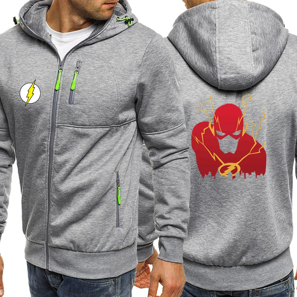 The Flash Man, осенняя Новинка, мужская толстовка с капюшоном, модные куртки на молнии с длинным рукавом, флисовая спортивная одежда в стиле хип-хоп, Повседневная Толстовка с капюшоном