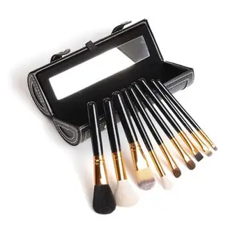 

Makeup Brush Kit High quality wool With wooden handle Barrel brush and Mirror Professional beauty tools bucket 9pcs Set
