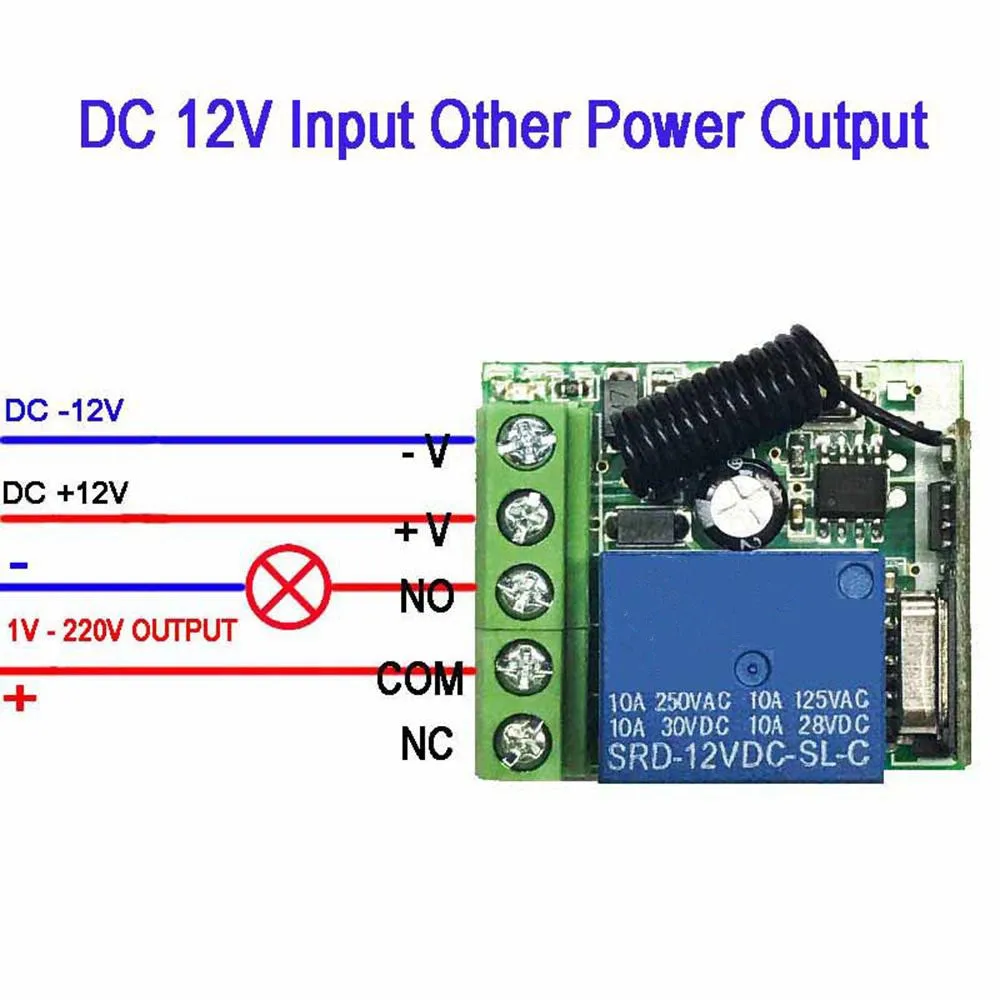 DC 12V 433Mhz Беспроводной RF релейный пульт дистанционного управления Модуль приемника+ 2 передатчика